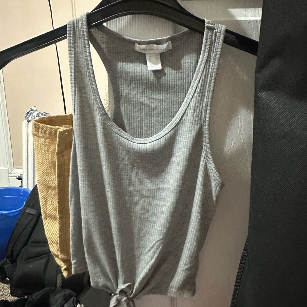 Gray Ribbed Tank Top